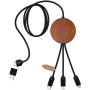 SCX.design C40 5-in-1 oplaadkabel van RPET met oplichtend logo en 10 W oplaadstation - Hout