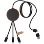 SCX.design C40 5-in-1 oplaadkabel van RPET met oplichtend logo en 10 W oplaadstation - Hout