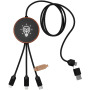 SCX.design C40 5-in-1 oplaadkabel van RPET met oplichtend logo en 10 W oplaadstation - Hout